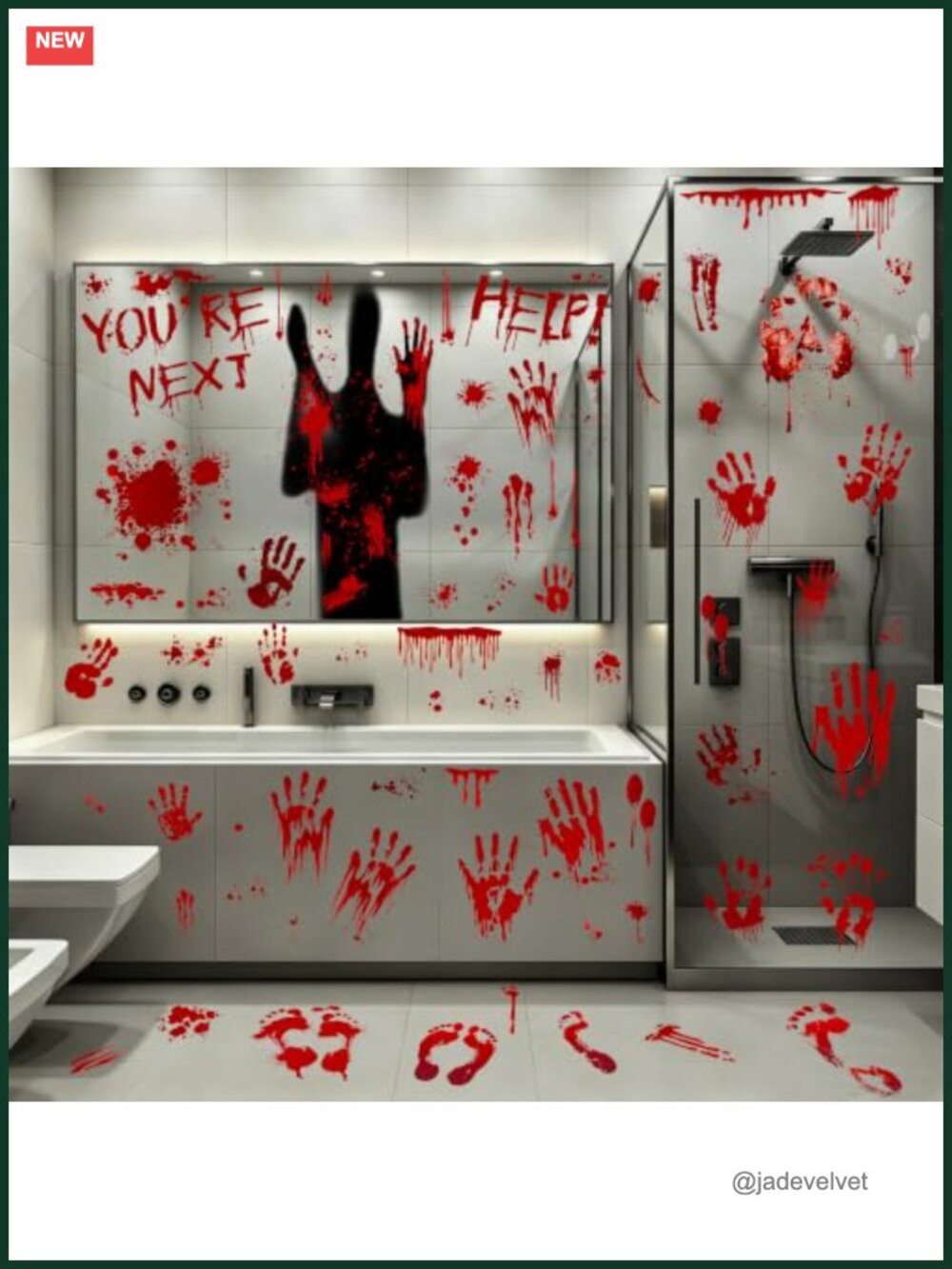 67pc Bloody Halloween Window Clings PVC Decals Handprint Decor